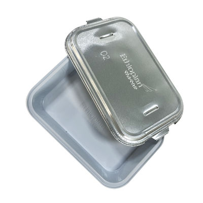 高温直角型航空用食器皿 金 蓋付き一次用アルミホイル容器
