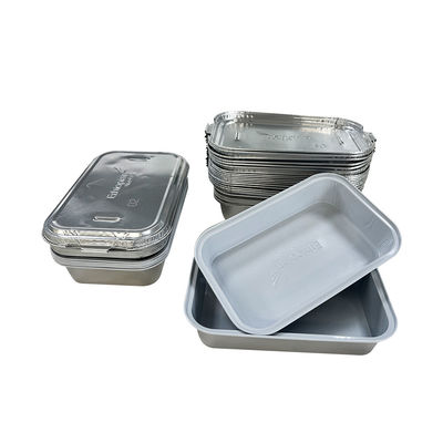 高温直角型航空用食器皿 金 蓋付き一次用アルミホイル容器