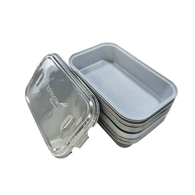 高温直角型航空用食器皿 金 蓋付き一次用アルミホイル容器
